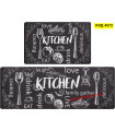 Водоустойчива пътека за кухня от две части Kitchen Love - ЧЕРНО-БЯЛ