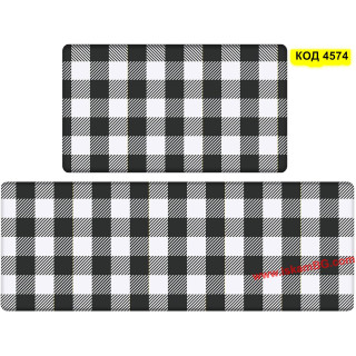 Водоустойчива пътека за кухня от две части ЧЕРНО БЯЛО КАРЕ