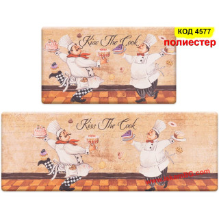 Комплект килимчета за кухня от две части 40*60cm + 40*120cm - полиестер, код 4582