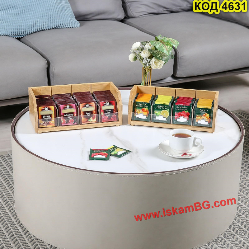 Бамбуков органайзер за чай, 3 етажа | 12 отделения | iskamBG.com