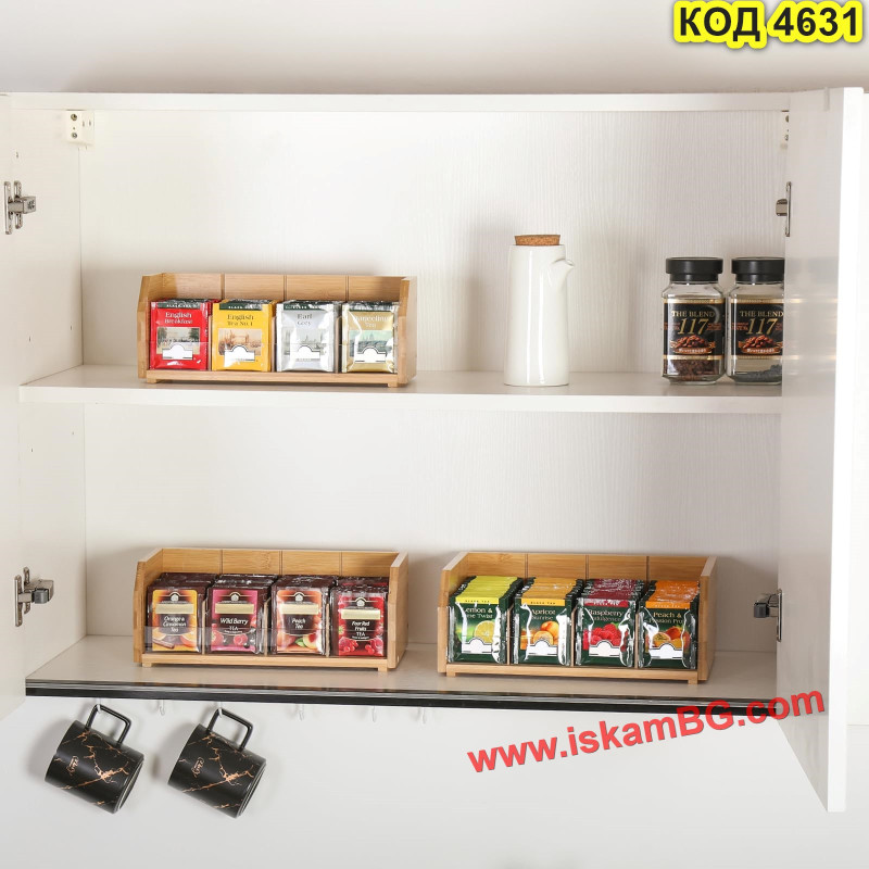 Бамбуков органайзер за чай, 3 етажа | 12 отделения | iskamBG.com