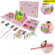 Голям детски комплект за рисуване 208 части в куфарче | Розов цвят