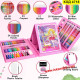 Голям детски комплект за рисуване 208 части в куфарче | Розов цвят