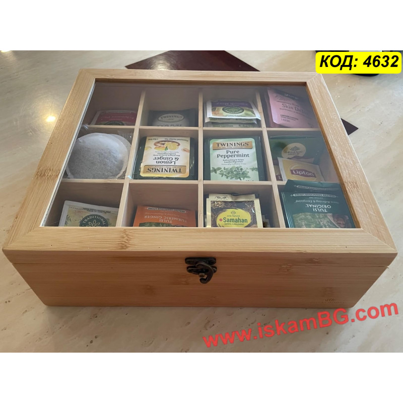 Бамбукова кутия за чай с 12 отделения | Елегантно съхранение