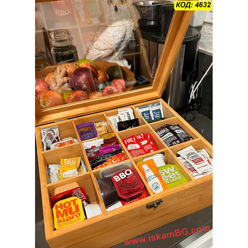 Бамбукова кутия за чай с 12 отделения | Елегантно съхранение