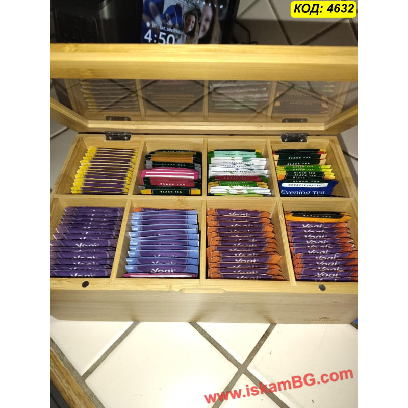 Бамбукова кутия за чай с 12 отделения | Елегантно съхранение