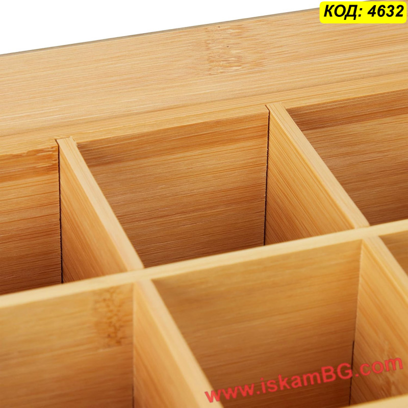 Бамбукова кутия за чай с 12 отделения | Елегантно съхранение