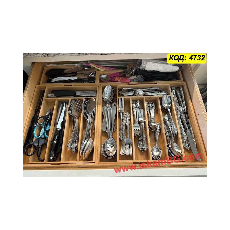 Регулируем бамбуков разделител за прибори – 7 отделения