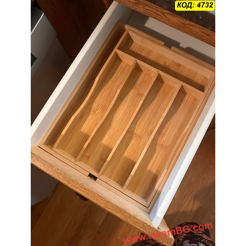 Регулируем бамбуков разделител за прибори – 7 отделения