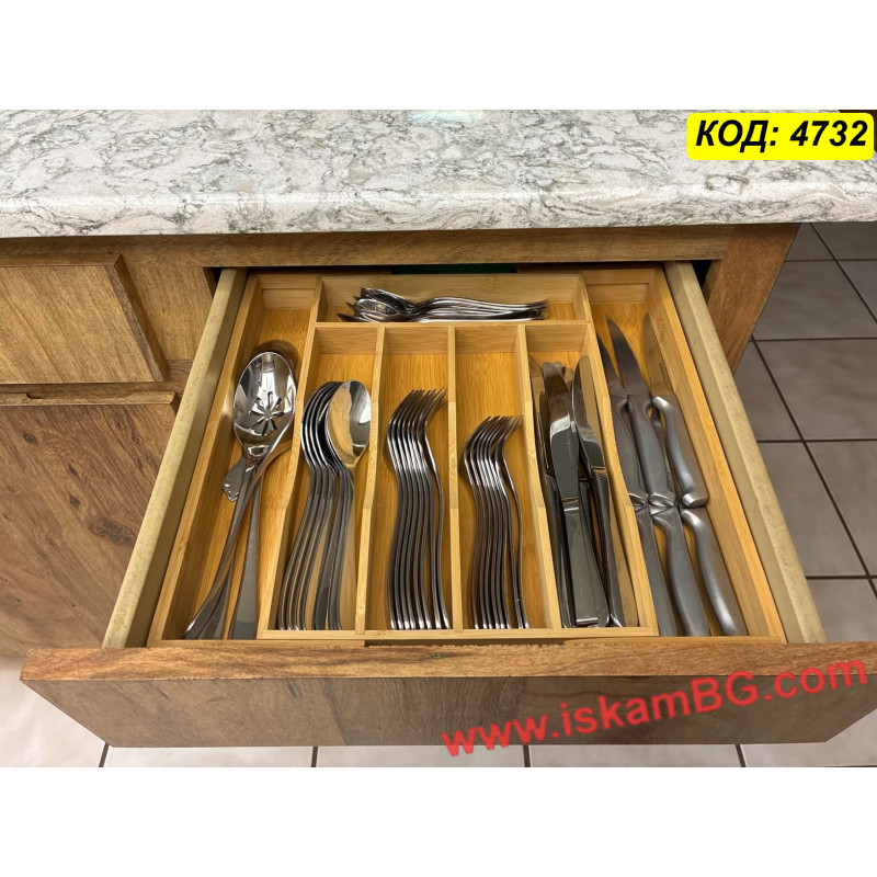 Регулируем бамбуков разделител за прибори – 7 отделения