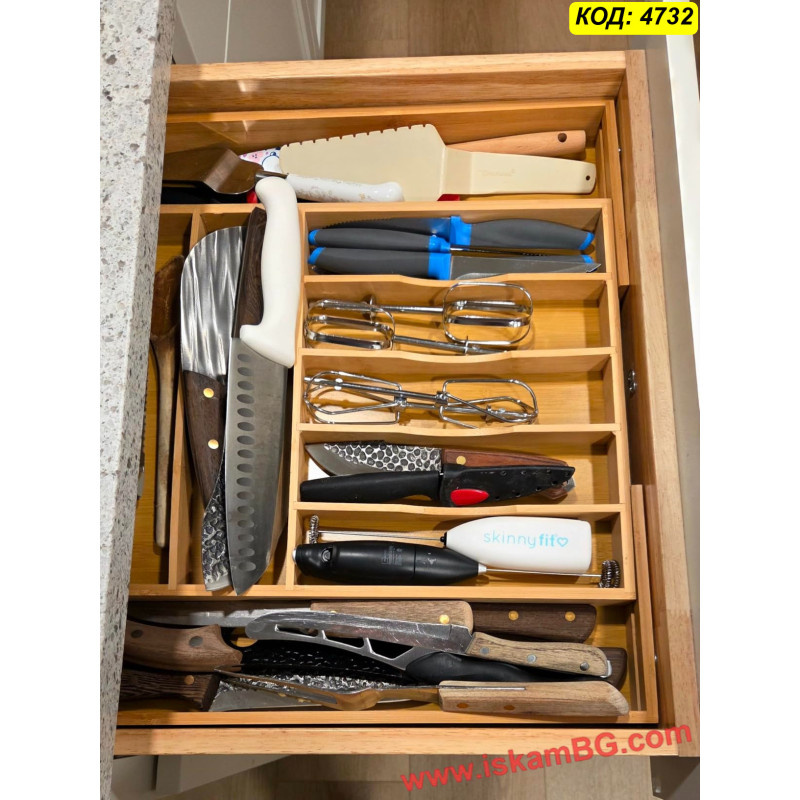 Регулируем бамбуков разделител за прибори – 7 отделения