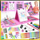 Голям детски комплект за рисуване 208 части в куфарче | Розов цвят