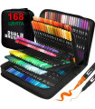 Маркери с двоен връх (Dual Tip) – Професионален арт комплект 168 цвята