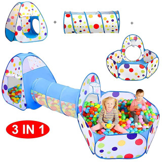 Детска палатка 3в1 с тунел | Сух басейн | Забавление за деца