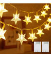 LED лампички „Звезди“ за декорация – светещ гирлянд с батерии за стаи, палатки и завеси