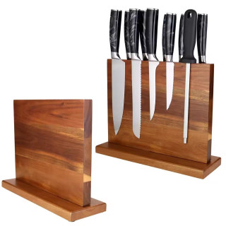 Магнитна дървена стойка за ножове | Елегантен органайзер от масивно дърво