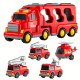Камион Автовоз Пожарна | Комплект с колички и хеликоптер | Играчка