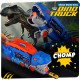 Камион Динозавър, който яде коли | T-Rex Писта с колички | Синя играчка