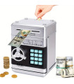 Детска електронна касичка сейф с PIN код – касичка за монети и банкноти, Сив цвят