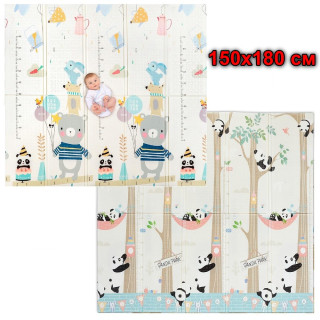 Термоустойчива постелка за игра за бебе XPE 150x180 см – Двулицево килимче за прохождане