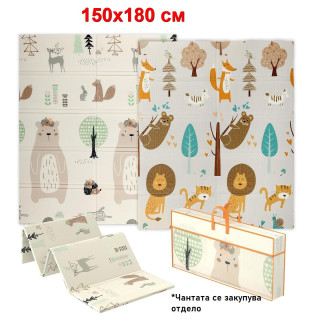 Термо килимче за игра за бебе XPE 150×180см – Двулицево и сгъваемо