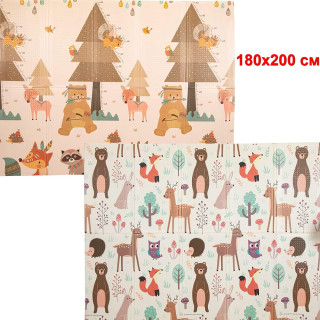 Меко двулицево килимче за бебе  180*200*1 см - Горски Животни
