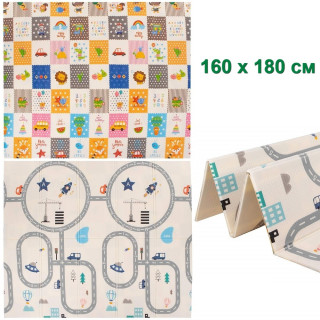 Меко термо килимче за игра, двулицево 160 х 180см - модел 4852