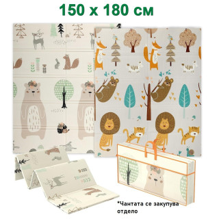 Термо килимче за игра за бебе XPE 150×180см – Двулицево и сгъваемо