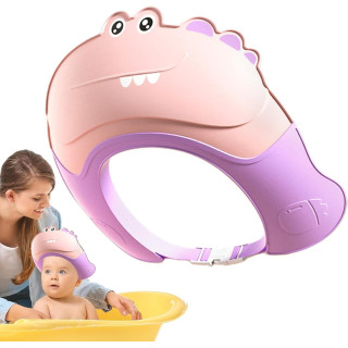 Детска шапка за къпане и козирка за баня Крокодил - Розова