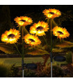 Троен слънчоглед, соларни лампи за декорация на градина