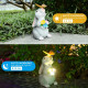 Соларна градинска фигура Заек с LED лампа и цветя