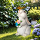 Соларна градинска фигура Заек с LED лампа и цветя