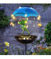 Декоративна соларна лампа за градина Жаба с чадър и хранилка за птици