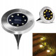 Соларна LED лампа за земя Disk Lights 8 LED инокс
