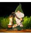Градинска LED фигура Гном с ръчна помпа, соларно захранване и реалистичен ефект на водна струя