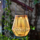 Соларна лампа за градина от ратан с топла светлина