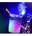Светещ LED пепелник за кола с монтаж към вентилационна решетка и поставка за чаша