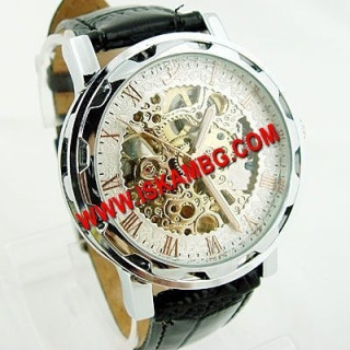 Елегантен часовник Gold Skeleton с видим механизъм