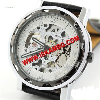 Елегантен часовник White Skeleton с видим механизъм