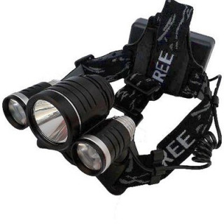 Мощен челник 1800lm T6 + Q5 със стойка