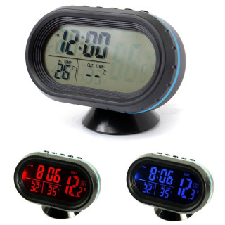 12V-24V волтметър за кола с термометър и часовник
